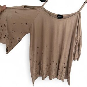 Torrid Tan Faux Suede off shoulder Top with cut outs